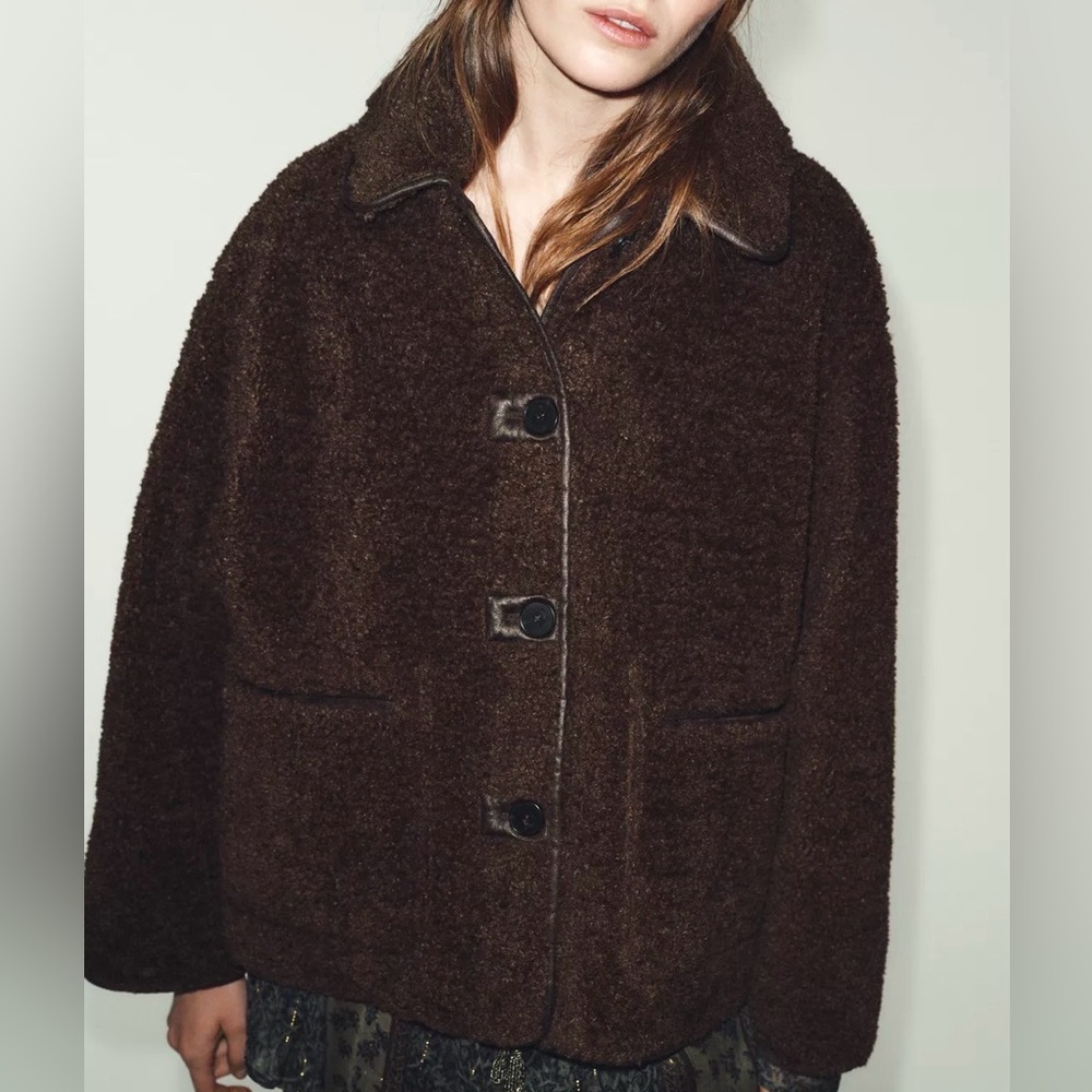 Zara Reversible Double Faced Sherpa Jacket - Picture 6 of 13